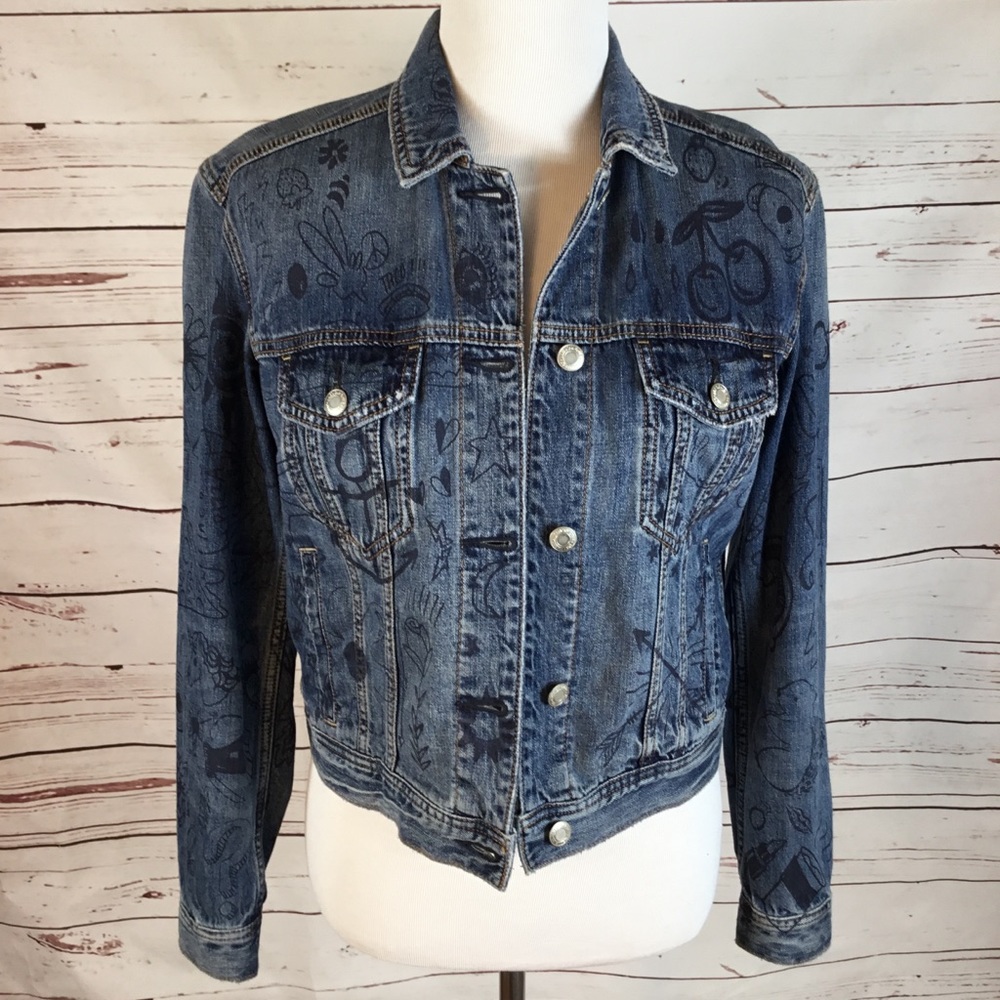 American Eagle Outfitters Graffiti Denim Jacket